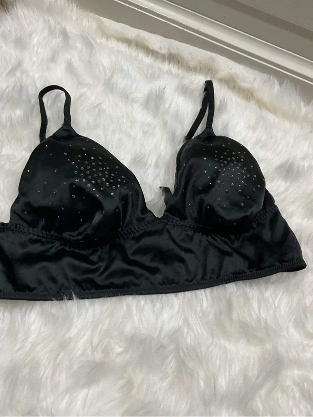 Very Sexy Victorias Secret Black  Satin Bralette and Lace Set